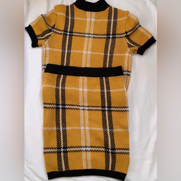 Skirts Yellow Black Plaid Knit Two Piece Skirt Set Poshmark